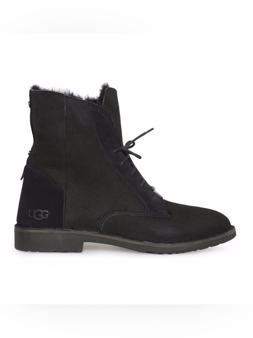 UGG Quincy Lace-Up Sheepskin Combat Boots Size 11 Black Women’s Wool Fall Winter